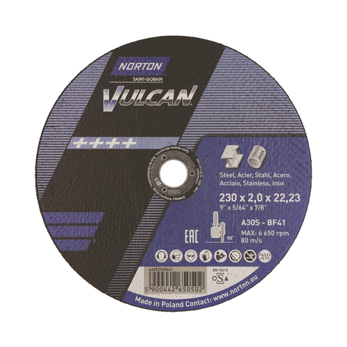 Δίσκος κοπής για inox-σιδηρου  25τεμ. ίσιος VULCAN No230x2x22,23mm / 66252925441