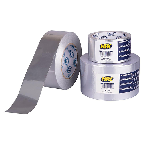 Tαινία αλουμινίου 50mmx10m. Ανθεκτική & κατάλληλη για μόνιμη εφαρμογή. Μπορεί να χρησιμοποιηθεί σε χαμηλές θερμοκρασίες. Κόλλα: ακρυλική με βάση διαλύτη. Αντέχει έως 120°C. Συγκολλητική δύναμη: 20 N/25 mm. / AL5010