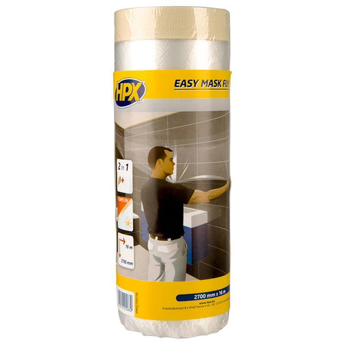 Φιλμ easy mask διάφανο 2700mmx16m. Διάφανη μεμβράνη με χαρτοταινία βαφής για χρήση σε εσωτερικούς χώρους. Η μεμβράνη προσκολλάται στις επιφάνειες χάρη στις ηλεκτροστατικές της ιδιότητες. Για την κάλυψη και μασκάρισμα μεγάλων επιφανειών, επίπλων, κλπ. Κατάλληλη για λείες και ελαφρώς τραχιές επιφάνειες. / PM270016