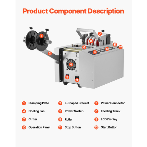VEVOR Auto Heat-Shrink Tube Cutter High Speed ​​Cable Cutter Cutter Tube Machine