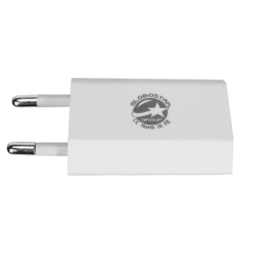Φορτιστής USB 1 Θέσης Wall Adapter 1A 5V DC Λευκός GloboStar 69995