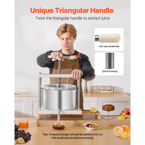 Εγχειρίδιο VEVOR Fruit Wine Press for Wine Making 3,17 Gal/12L από ανοξείδωτο χάλυβα