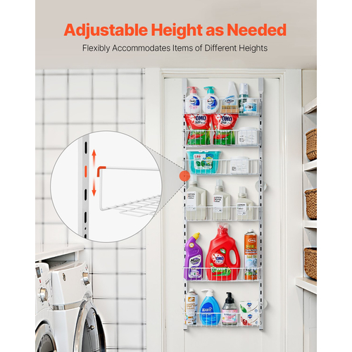 VEVOR 6-Tier Over the Door Pantry Organizer Κρεμαστό ράφι αποθήκευσης Ρυθμιζόμενο