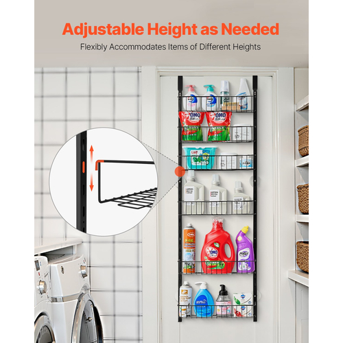VEVOR 6-Tier Over the Door Pantry Organizer Κρεμαστό ράφι αποθήκευσης Ρυθμιζόμενο
