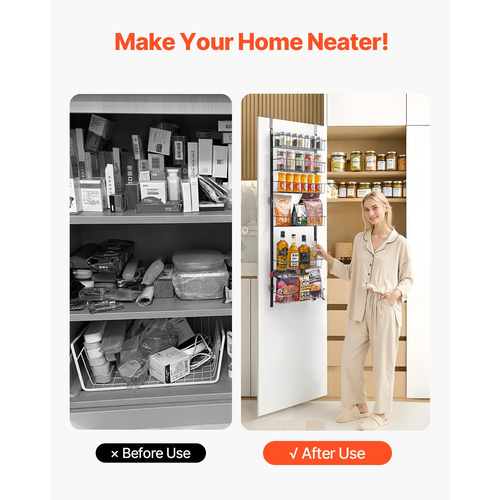 VEVOR 6-Tier Over the Door Pantry Organizer Κρεμαστό ράφι αποθήκευσης Ρυθμιζόμενο