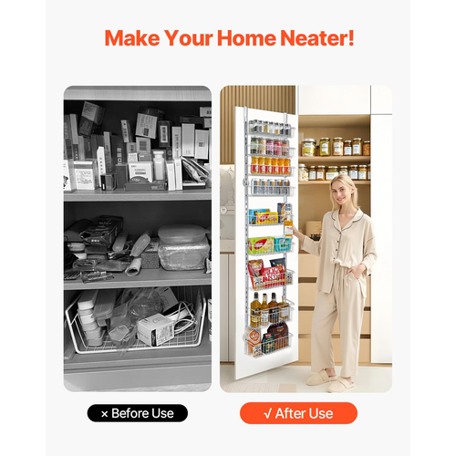 VEVOR 9-Tier Over the Door Pantry Organizer Κρεμαστό ράφι αποθήκευσης Ρυθμιζόμενο