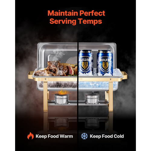 VEVOR 4 Qt 2 Pack Ορθογώνιο σετ μπουφέ πιάτων πλατό από ανοξείδωτο χάλυβα