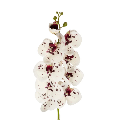 GloboStar® Artificial Garden WHITE ORCHID BRANCH 21406 Τεχνητό Διακοσμητικό Κλαδί Λευκή Ορχιδέα Y95cm