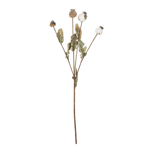 GloboStar® Artificial Garden POPPY FRUIT BRANCH 21433 Τεχνητό Διακοσμητικό Κλαδί Παπαρούνα Y60cm