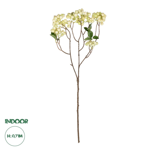 GloboStar® Artificial Garden WHITE BERRIES FRUIT BRANCH 21446 Τεχνητό Διακοσμητικό Κλαδί Λευκό Γκί Y96cm