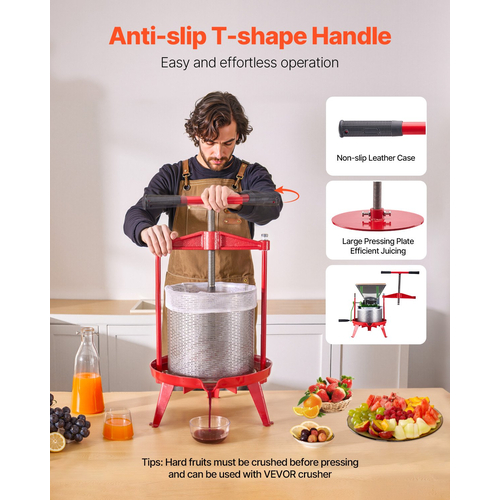 Εγχειρίδιο VEVOR Fruit Wine Press for Wine Making 3,69 Gal/14L από ανοξείδωτο χάλυβα