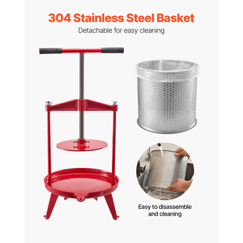 Εγχειρίδιο VEVOR Fruit Wine Press for Wine Making 3,69 Gal/14L από ανοξείδωτο χάλυβα
