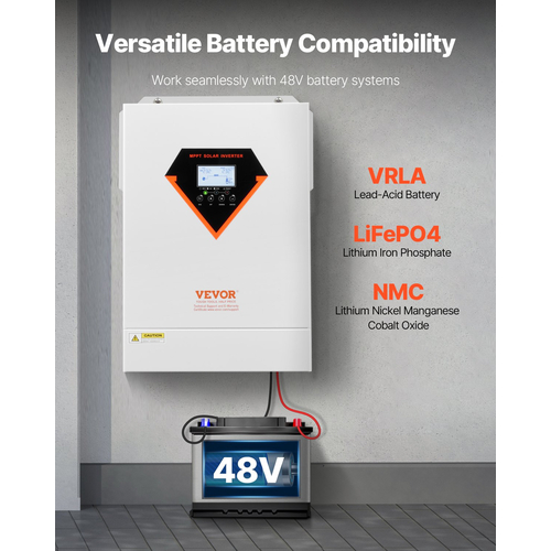 VEVOR Hybrid Solar Inverter Charger 6000W 220/230V Ενσωματωμένος ελεγκτής MPPT 120A