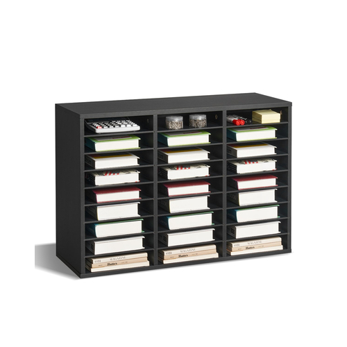 VEVOR Wooden Literature Organizer 27 θέσεων με αφαιρούμενα ράφια Μαύρο