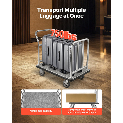 VEVOR Hotel Barggage Cart 750 LBS Truck Platform με αφαιρούμενο μπροστινό πλαίσιο