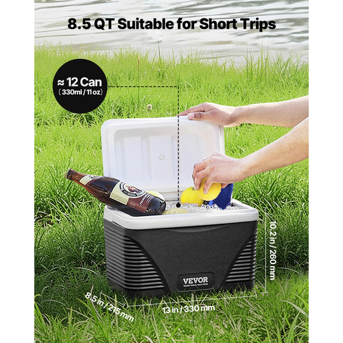 VEVOR Portable Cooler 8.5 QT Insulated Cooler 12 Can Capacity with Handles