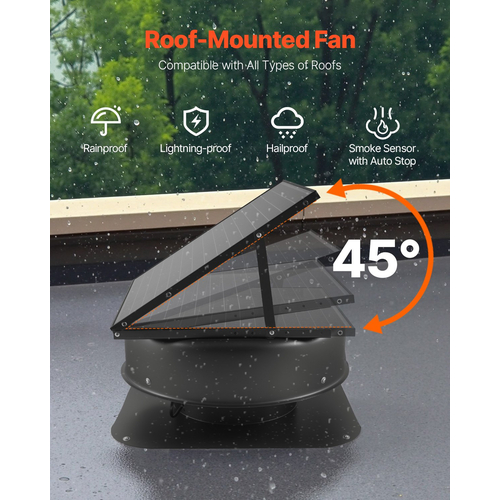 VEVOR Solar Roof Attic Exhaust Fan 42W με Smart Thermostat Remote Control