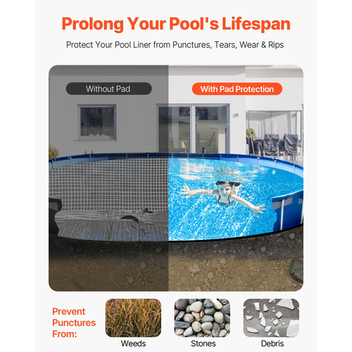 VEVOR 12x24 ft Oval Pool Liner Pad for Pool Pools Heavy Duty Pool