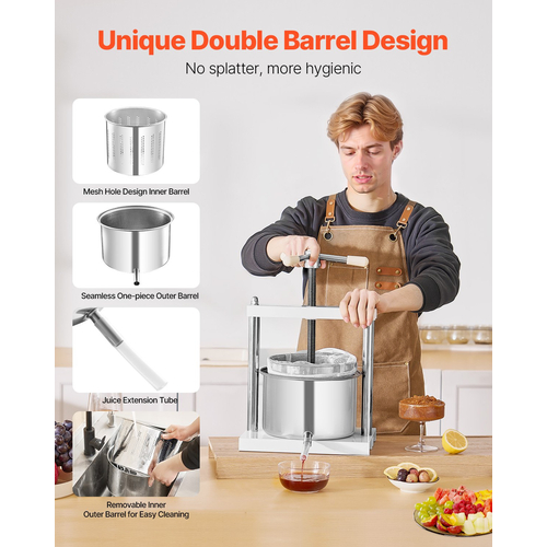 Εγχειρίδιο VEVOR Fruit Wine Press for Wine Making 1,45 Gal/5L από ανοξείδωτο χάλυβα