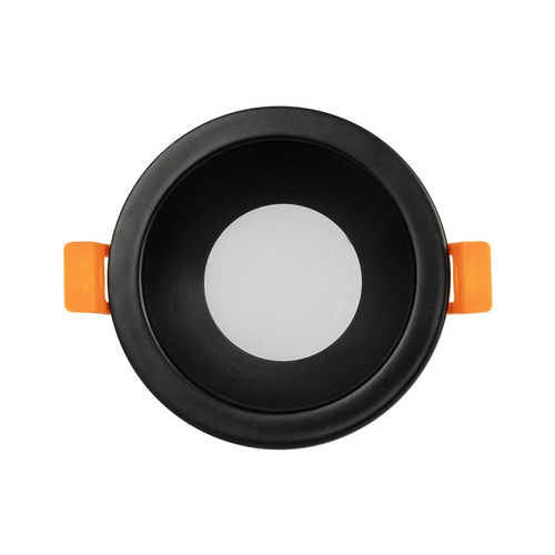 GloboStar® 60891 GASPAR Χωνευτό Στρόγγυλο Σποτ Οροφής για Λάμπα MR16/GU10 IP65 - Αλουμίνιο & Γυαλί - Φ8.5 x Υ4.4cm - Μαύρο & Διάφανο - 5 Χρόνια Εγγύηση