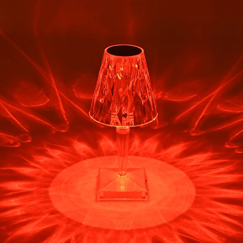GloboStar® CRYSTAL 62042 Επαναφορτιζόμενο Επιτραπέζιο Φωτιστικό Πορτατίφ LED 1W 100lm 360° DC 5V IP44 RGBW Dimmable με Φορτιστή και Ασύρματο Χειριστήριο IR Διάφανο Πλαστικό - Μ11.5 x Π11.5 x Υ25.5cm - 3 Χρόνια Εγγύηση