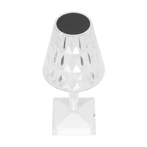 GloboStar® CRYSTAL 62042 Επαναφορτιζόμενο Επιτραπέζιο Φωτιστικό Πορτατίφ LED 1W 100lm 360° DC 5V IP44 RGBW Dimmable με Φορτιστή και Ασύρματο Χειριστήριο IR Διάφανο Πλαστικό - Μ11.5 x Π11.5 x Υ25.5cm - 3 Χρόνια Εγγύηση