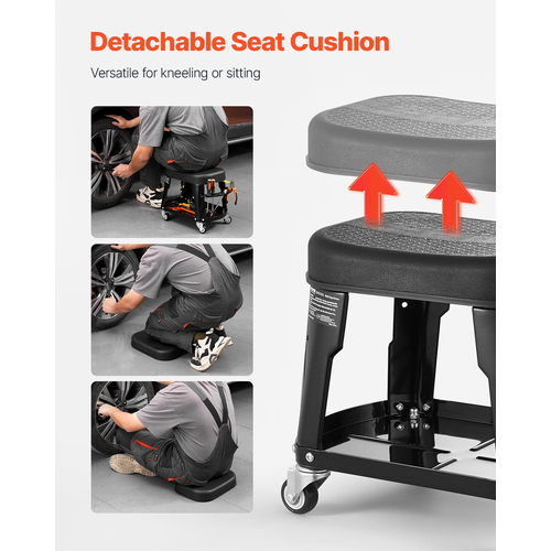 VEVOR Mechanic Stool Rolling Seat Workshop 300 lbs Load with Wheels & Tool Tray