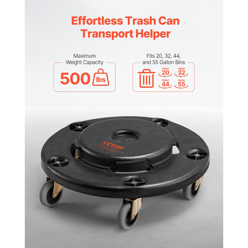 VEVOR 2 Packs Στρογγυλός Κάδος Απορριμμάτων Dolly Fit 20, 32, 44, 55 Galbage Container