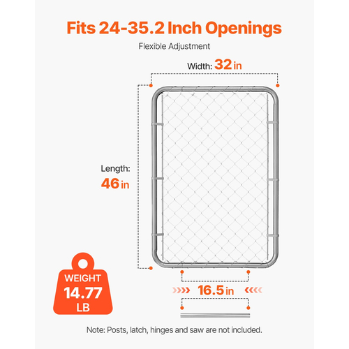 VEVOR Chain Link Fence Gate Fit 2-6 ft x 4 ft Garden Gate Posts Δεν περιλαμβάνονται