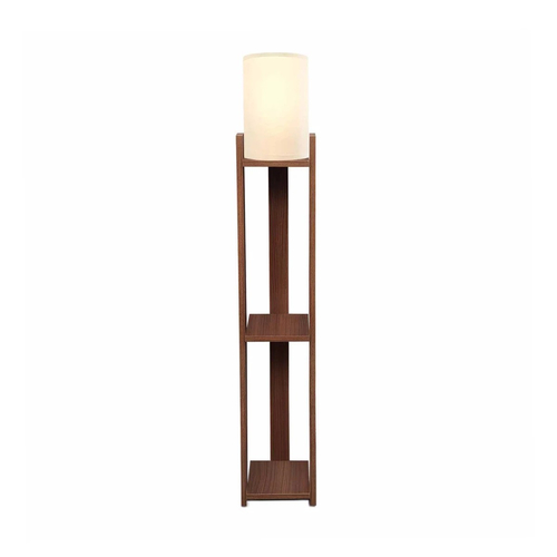GloboStar® VENTORA 204-0125 Μοντέρνο Eπιδαπέδιο Φωτιστικό Μονόφωτο 1 x E27 IP20 Καφέ Ξύλο με Μπεζ Ύφασμα - Μ20 x Π20 x Υ142cm