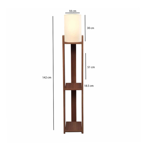 GloboStar® VENTORA 204-0125 Μοντέρνο Eπιδαπέδιο Φωτιστικό Μονόφωτο 1 x E27 IP20 Καφέ Ξύλο με Μπεζ Ύφασμα - Μ20 x Π20 x Υ142cm