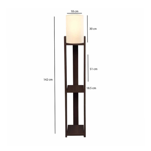 GloboStar® VENTORA 204-0126 Μοντέρνο Eπιδαπέδιο Φωτιστικό Μονόφωτο 1 x E27 IP20 Καφέ Ξύλο με Μπεζ Ύφασμα - Μ20 x Π20 x Υ142cm
