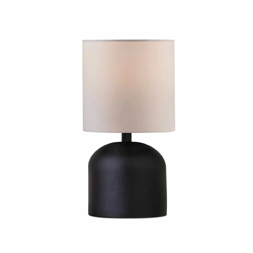 GloboStar® LOREN 204-0138 Μοντέρνο Eπιτραπέζιο Φωτιστικό Μονόφωτο 1 x E27 IP20 Μαύρο Μέταλλο με Μπεζ Ύφασμα - Μ15 x Π15 x Υ31cm