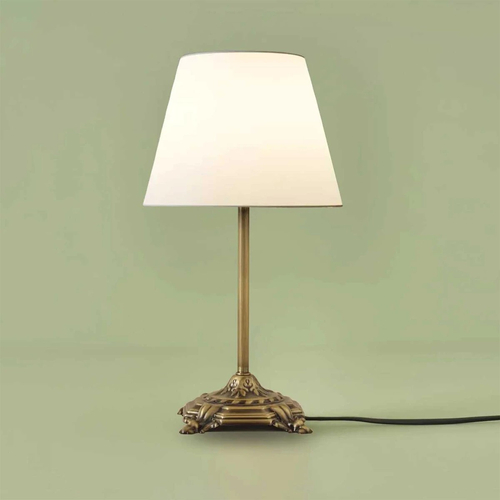 GloboStar® AΝΤΙQUE 204-0142 Vintage Eπιτραπέζιο Φωτιστικό Μονόφωτο 1 x E27 IP20 Μπρούτζινο Μέταλλο με Λευκό Ύφασμα - Μ22 x Π22 x Υ38cm