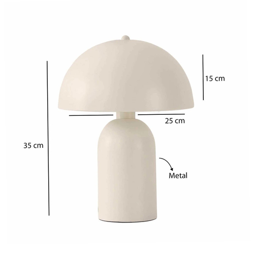 GloboStar® GASCO 204-0149 Μοντέρνο Eπιτραπέζιο Φωτιστικό Μονόφωτο 1 x E27 IP20 Μπεζ Μέταλλο - Μ25 x Π25 x Υ35cm