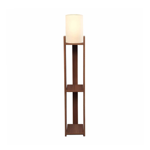 GloboStar® VENTORA 204-0125 Μοντέρνο Eπιδαπέδιο Φωτιστικό Μονόφωτο 1 x E27 IP20 Καφέ Ξύλο με Μπεζ Ύφασμα - Μ20 x Π20 x Υ142cm