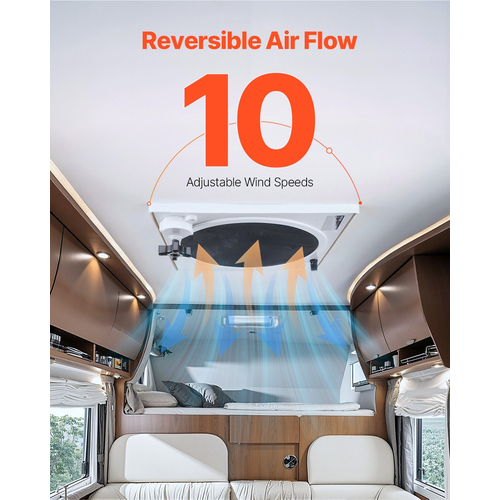 VEVOR RV Vent ανεμιστήρα οροφής 14 ιντσών αναστρέψιμος με ηλεκτρικό καπάκι βροχής