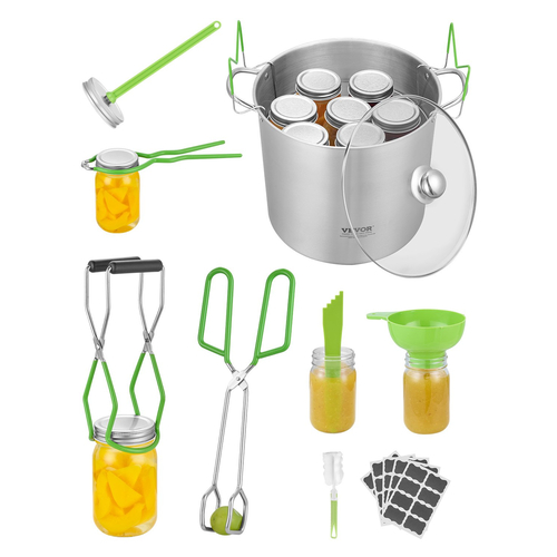 VEVOR Κονσερβοποιία Supplies Starter Kit 9 ΤΕΜ Σετ κονσερβοποιίας μπάνιου νερού από ανοξείδωτο χάλυβα