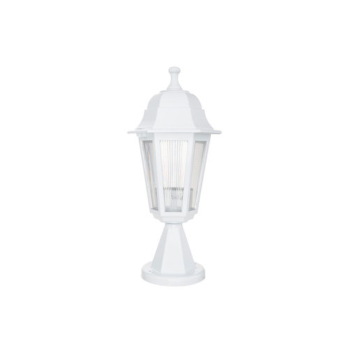 GloboStar® VITRO 203-0200 Vintage Επιδαπέδιο Φωτιστικό Φαναράκι Μονόφωτο 1 x E27 IP44 Λευκό Πλαστικό Σώμα - Μ16 x Π16 x Υ39cm