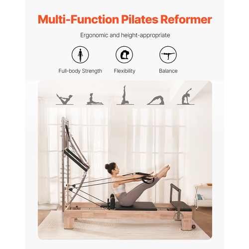 VEVOR Pilates Reformer Ξύλινο μηχάνημα Pilates Εξοπλισμός γυμναστικής για το σπίτι