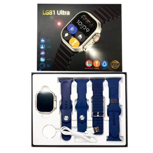 Σετ Smartwatch με 4 λουράκια - LG81 Ultra - 065110 - Blue