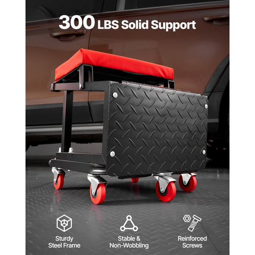 VEVOR Mechanic Stool Rolling Seat Work 300 lbs Load Seat/Step Stool with Wheels