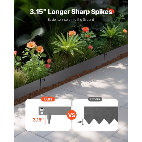 VEVOR Steel Landscape Edging 5 Packs 39 x 3in Ανθεκτικό στη σκουριά για Yard Dark Grey