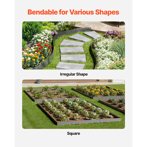 VEVOR Steel Landscape Edging 5 Packs 39 x 3in Ανθεκτικό στη σκουριά για Yard Dark Grey