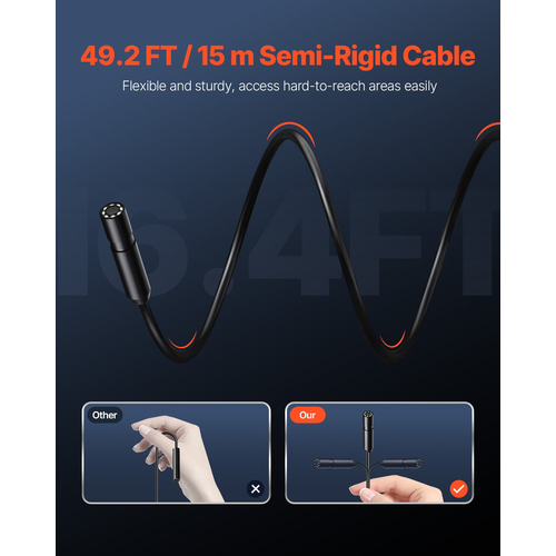 Ενδοσκόπιο VEVOR 1920P HD Borescope για Android & IOS με καλώδιο 15 μέτρων