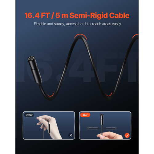 Ενδοσκόπιο VEVOR 1920P HD Borescope για Android & IOS με καλώδιο 5 μέτρων