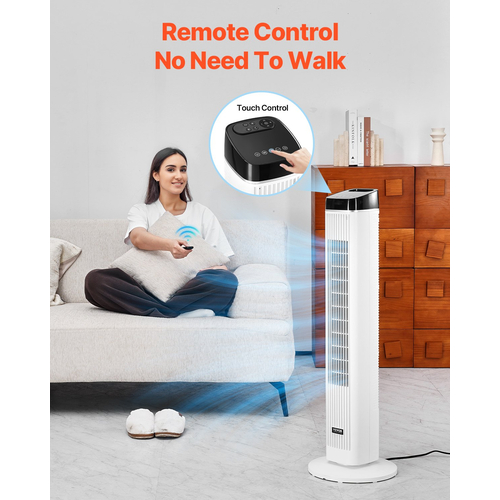VEVOR 40" ταλαντευόμενος ανεμιστήρας πύργου 9H Timer 22 ft/s ταχύτητα με τηλεχειριστήριο