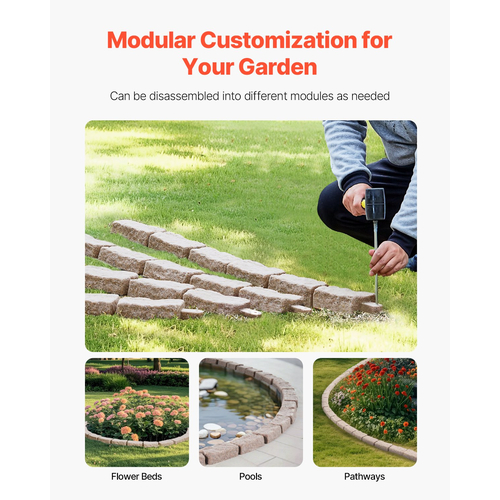 VEVOR Faux Stone Landscape Edging 46,2 x 2,2 in Garden Lawn Edge for Walkway