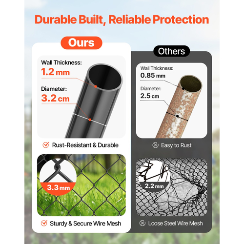 VEVOR Chain Link Fence Gate Fit 2,2-6 ft x 6 ft Garden Gate Posts Δεν περιλαμβάνονται