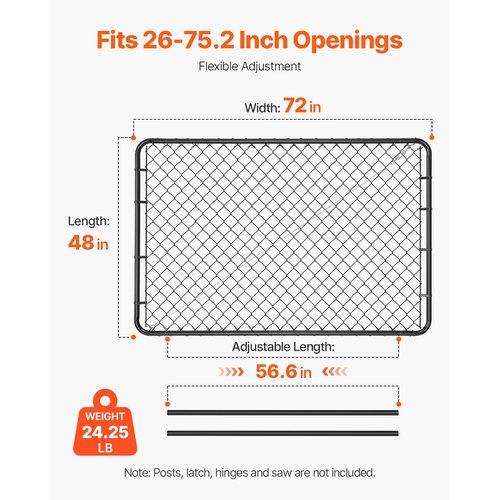 VEVOR Chain Link Fence Gate Fit 2,2-6 ft x 6 ft Garden Gate Posts Δεν περιλαμβάνονται